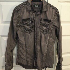 Buckle Men's Grey Button Down Longsleeve Shirt (M)